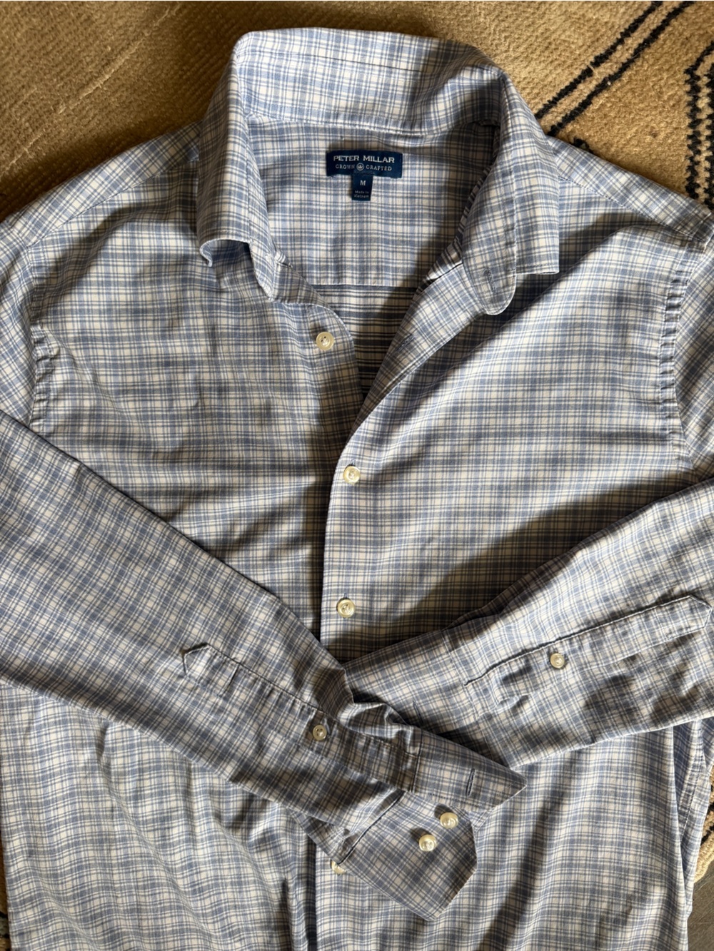 Peter Millar Crown Crafted Men’s Blue Plaid Button Down Shirt